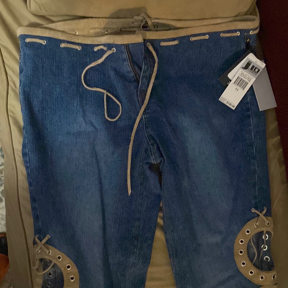 J Lo Herrick Jean leather trim